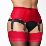 Liguero de lujo de satén con purpurina para mujer, hebilla trasera de cuatro filas con seis correas, lencería, medias, ropa interior moldeadora de cintura