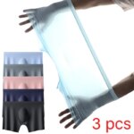 3 unids/lote de calzoncillos Boxers ultrafinos de verano para hombre, ropa interior sin costuras de seda helada, lencería Sexy, calzoncillos cortos, bragas transpirables
