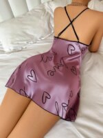 Camisón con estampado de letras de corazón para mujer, vestido de dormir informal con cuello redondo y tirantes finos, ropa de dormir - Imagen 5