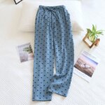2025 nuevos pantalones 100% de algodón de verano para mujer, pantalones para dormir, pantalones de pijama para mujer, pantalones con estampado romántico, ropa de dormir para mujer, ropa de casa - Imagen 6