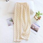 2025 nuevos pantalones 100% de algodón de verano para mujer, pantalones para dormir, pantalones de pijama para mujer, pantalones con estampado romántico, ropa de dormir para mujer, ropa de casa - Imagen 3