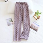 2025 nuevos pantalones 100% de algodón de verano para mujer, pantalones para dormir, pantalones de pijama para mujer, pantalones con estampado romántico, ropa de dormir para mujer, ropa de casa - Imagen 4