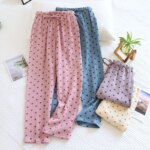 2025 nuevos pantalones 100% de algodón de verano para mujer, pantalones para dormir, pantalones de pijama para mujer, pantalones con estampado romántico, ropa de dormir para mujer, ropa de casa - Imagen 2