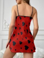 Camisón elegante abierto con cuello en V y estampado romántico para las cuatro estaciones de seda de imitación para vacaciones para mujer - Imagen 5