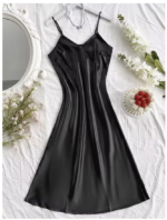 Elegante camisón de noche para mujer, sexy, cómodo y de corte largo, pijama de color liso para mujer. - Imagen 2