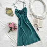 Elegante camisón de noche para mujer, sexy, cómodo y de corte largo, pijama de color liso para mujer.