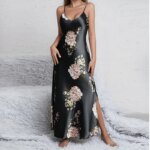 Camisones elegantes y sexis con cuello en V y estampado Floral, cómodos y sedosos para mujer, vestidos para dormir para verano, ropa de dormir, pijamas - Imagen 2