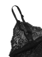 Conjunto de pijama de encaje Sexy de 2 piezas para mujer, Bralette transparente, Top y pantalones cortos, ropa de dormir transpirable, lencería de verano de talla grande - Imagen 4