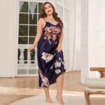 Ropa de dormir de seda helada de talla grande y gorda, ropa de dormir informal a la moda, camisón con tirantes estampado sexy de seda de imitación - Imagen 3