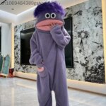 Pijama de una Pieza con Diseño de Monstruo de Boca Grande, Grueso y Cálido, de Felpa Coral, para Adultos, Unisex, Ropa de Dormir Divertida para Invierno 2026 - Imagen 3