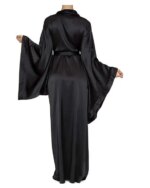 Camisón de manga larga para mujer, ropa de dormir lisa de satén de seda, color negro y rojo, para Primavera, 2019 - Imagen 3