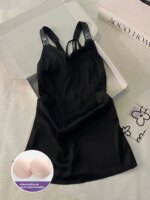 Lencería Sexy de Seda Fría para Mujer, Estilo 2025, con Relleno en el Pecho, Ropa de Dormir de Gran Tamaño, Estilo Pure Desire