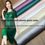 Tela de satén elástica y suave de color liso para confección de ropa, camisas, vestidos, faldas, pijamas y diseños de moda. Se vende por metro. - Imagen 2