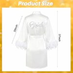 Bata de Novia con Plumas para el Día de la Boda, Bata de Satén Nupcial, Bata de Seda Sexy para Novia, Atuendo para Prepararse para la Fiesta de Bodas - Imagen 3