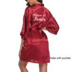 Bata de satén tipo kimono para fiesta de bodas, pijama para damas de honor con letras blancas YE8171 - Imagen 6