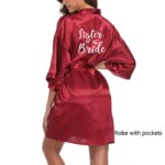 Bata de satén tipo kimono para fiesta de bodas, pijama para damas de honor con letras blancas YE8171 - Imagen 5
