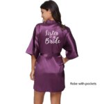 Bata de satén tipo kimono para fiesta de bodas, pijama para damas de honor con letras blancas YE8171 - Imagen 4