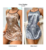 Ropa de dormir para mujer, camisón de satén con estampado Floral de verano, vestido de noche informal sin mangas con espalda descubierta, camisón Sexy, ropa para el hogar - Imagen 4