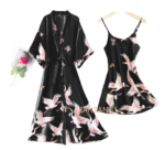 Conjunto de camisón Sexy para mujer, pijama de 2 piezas con cuello en V, ropa de dormir sedosa, traje para dormir de primavera para mujer, bata, bata, bata para el hogar, ropa de casa