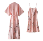 Conjunto de camisón Sexy para mujer, pijama de 2 piezas con cuello en V, ropa de dormir sedosa, traje para dormir de primavera para mujer, bata, bata, bata para el hogar, ropa de casa - Imagen 2