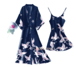 Conjunto de camisón Sexy para mujer, pijama de 2 piezas con cuello en V, ropa de dormir sedosa, traje para dormir de primavera para mujer, bata, bata, bata para el hogar, ropa de casa - Imagen 3