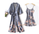 Conjunto de camisón Sexy para mujer, pijama de 2 piezas con cuello en V, ropa de dormir sedosa, traje para dormir de primavera para mujer, bata, bata, bata para el hogar, ropa de casa - Imagen 4