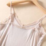 Camisón Sexy de encaje con cuello en V de seda Mulberry, vestido de noche para mujer, camisón fino con tirantes, camisón de verano para mujer - Imagen 4