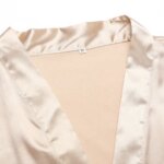 Albornoz corto de seda para mujer, sexy, de satén, para dama de honor, novia, kimono de boda, ropa de dormir, camisón, vestido, albornoz de baño, pijama, rosa - Imagen 6