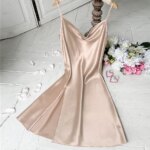 Nueva Camisón de Verano Sexy sin Espalda con Tirantes Finos, Ropa de Dormir para Mujer, Lencería Íntima de Satén Suelta para el Hogar - Imagen 5