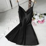 Nueva Camisón de Verano Sexy sin Espalda con Tirantes Finos, Ropa de Dormir para Mujer, Lencería Íntima de Satén Suelta para el Hogar - Imagen 6