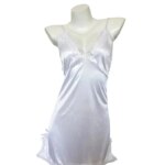 Camisón sexy sin espalda, lencería para mujer, camisón de satén con tirantes, tanga, pijama, encaje fino, abertura, lazo, ropa de casa, ropa de estar en casa. - Imagen 3