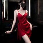 Camisón Sexy de Encaje Satinado con Tirantes Ajustables y Escote en V, Ropa de Dormir Íntima, Vestido de Encaje de Verano con Tirantes
