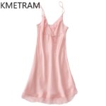KMETRAM Vestido de noche 100% seda de morera para mujer, camisones sexys con cuello en V, ropa de dormir de verano, ropa de mujer 2026, pijama - Imagen 3