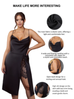 Comeondear camisón Sexy para mujer, vestido deslizante de satén curvo, conjunto de ropa de dormir con espalda descubierta, lencería de encaje de talla grande XXXL, camisones más sexys - Imagen 4