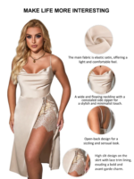 Comeondear camisón Sexy para mujer, vestido deslizante de satén curvo, conjunto de ropa de dormir con espalda descubierta, lencería de encaje de talla grande XXXL, camisones más sexys - Imagen 5