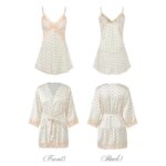 Conjunto de Pijama de Satén con Cuello en V y Encaje para Mujer, Camisón Sexy y Encantador con Tirantes y Cuello Puntiagudo, Ideal para el Hogar, NUEVO - Imagen 6