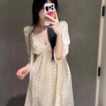 Conjunto de Pijama de Satén con Cuello en V y Encaje para Mujer, Camisón Sexy y Encantador con Tirantes y Cuello Puntiagudo, Ideal para el Hogar, NUEVO - Imagen 4