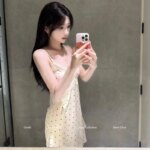 Conjunto de Pijama de Satén con Cuello en V y Encaje para Mujer, Camisón Sexy y Encantador con Tirantes y Cuello Puntiagudo, Ideal para el Hogar, NUEVO - Imagen 3