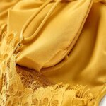 Camisón de satén con encaje para mujer, cuello en V, tirantes finos, sin espalda, lencería elegante para dormitorio - Imagen 5
