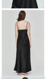 Camisón Sexy para Mujer, Vestido Largo de Noche, Seda Artificial, Escote Profundo en V, Ropa de Dormir, Bata de Dormir Femenina - Imagen 5