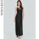 Camisón Sexy para Mujer, Vestido Largo de Noche, Seda Artificial, Escote Profundo en V, Ropa de Dormir, Bata de Dormir Femenina - Imagen 2