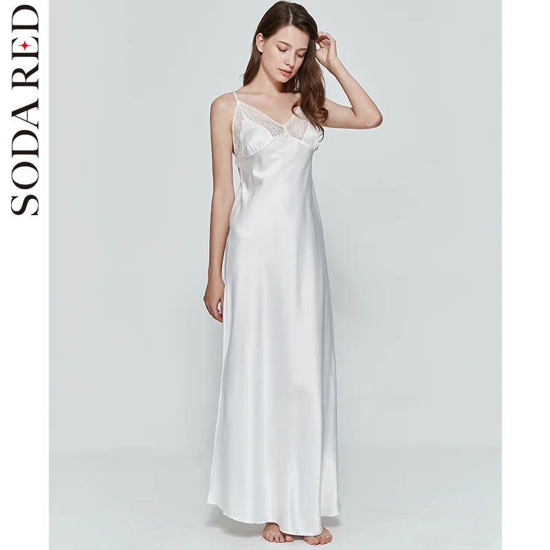 47435-uxzqyy.jpg Camisón Sexy para Mujer, Vestido Largo de Noche, Seda Artificial, Escote Profundo en V, Ropa de Dormir, Bata de Dormir Femenina - Imagen 1