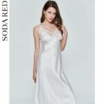 Camisón Sexy para Mujer, Vestido Largo de Noche, Seda Artificial, Escote Profundo en V, Ropa de Dormir, Bata de Dormir Femenina - Imagen 6