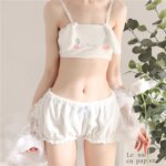 Camis de pijama Kawaii, pantalones cortos cómodos de felpa, ropa de casa, ropa de dormir bonita de dibujos animados, conjunto de ropa interior de seda de leche para mujer - Imagen 4