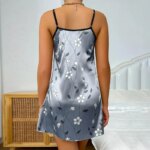 Camisón de satén con estampado Floral para mujer, ropa de dormir cómoda con tirantes finos, lujoso camisón de satén - Imagen 3