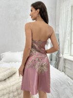 Camisón con estampado floral Vestido de dormir sexy con cuello en V y tirantes finos Vestidos de dormir para mujer - Imagen 6