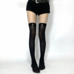 Medias de liguero con colgante de cruz para mujer, tipo fino, de tubo alto, estilo gótico oscuro, medias largas, atuendo sexy... - Imagen 5