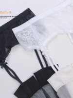 Medias de seda negras con encaje de Victoria's Secret, ultrafinas, con cinturón ajustable y sin tirantes. - Imagen 3