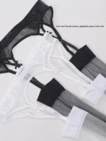 Medias de seda negras con encaje de Victoria's Secret, ultrafinas, con cinturón ajustable y sin tirantes. - Imagen 2