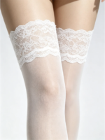 1/3/5 pares de medias altas hasta el muslo con encaje blanco para mujer, calcetines elásticos transparentes para fiesta - Imagen 6